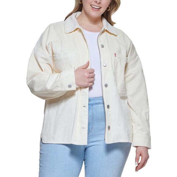Levi's‎ Trendy Plus Size Corduroy Cotton Shacket Cream Women's Size 4X - Picture 1 of 4